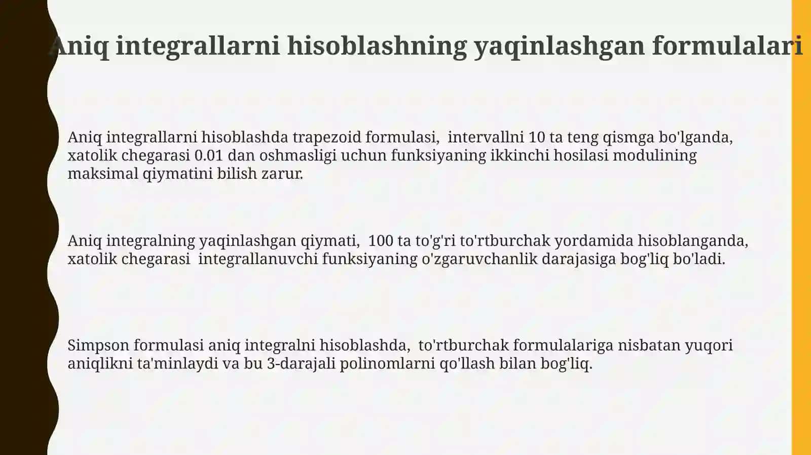 Aniq integral hisoblash formulalari 3