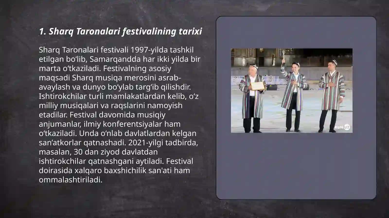 Sharq Taronalari xalqaro musiqa festivali haqida ma'lumotnomasi 3