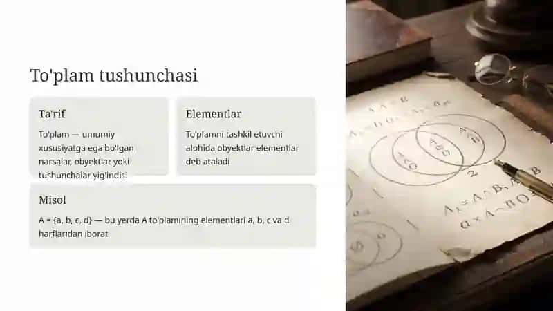 To'plam tushunchasi va ular ustida amallar 3