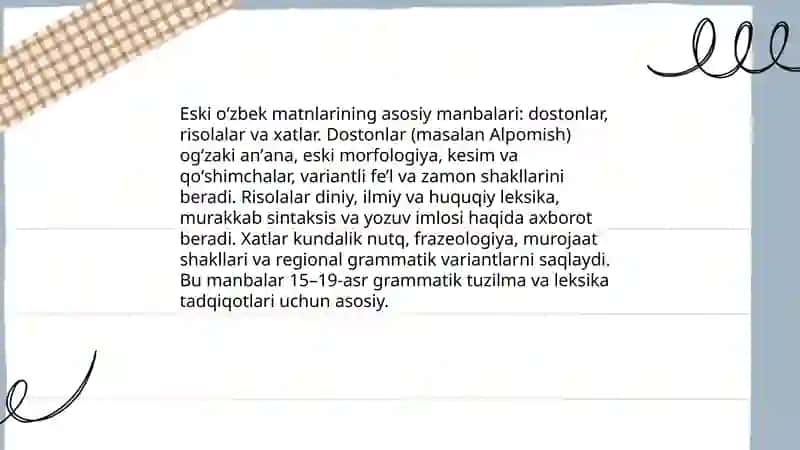 Eski oʻzbek tilining grammatik qurilishiga doir manbalar 3