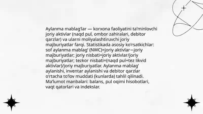 Aylanma mabilaglar statistikasi 3