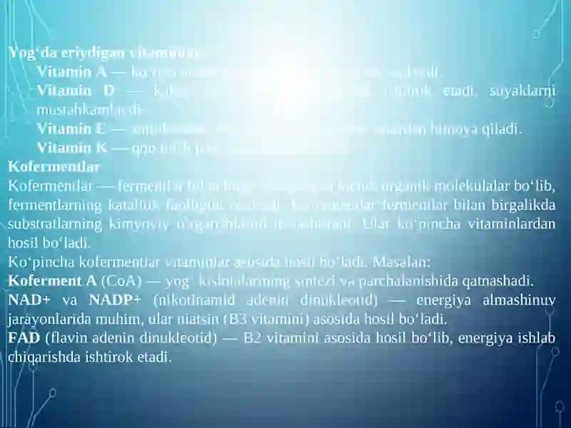 VITAMINLAR VA KOFERMENTLAR 3
