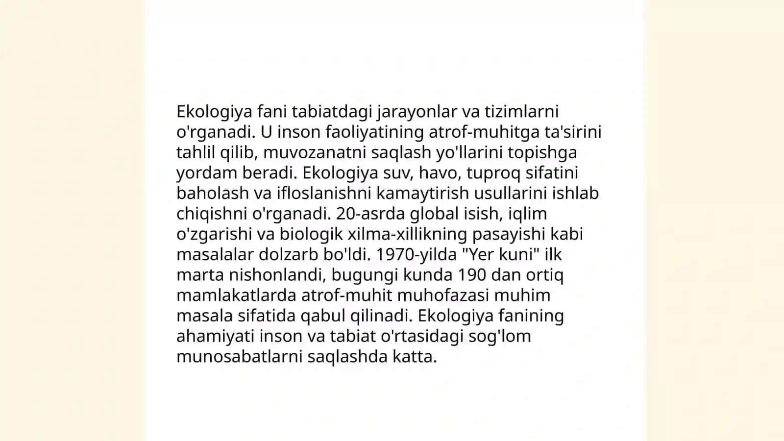 Ekologiya. Odam biosferasi. Odam ekologik adaptip tiplari 3