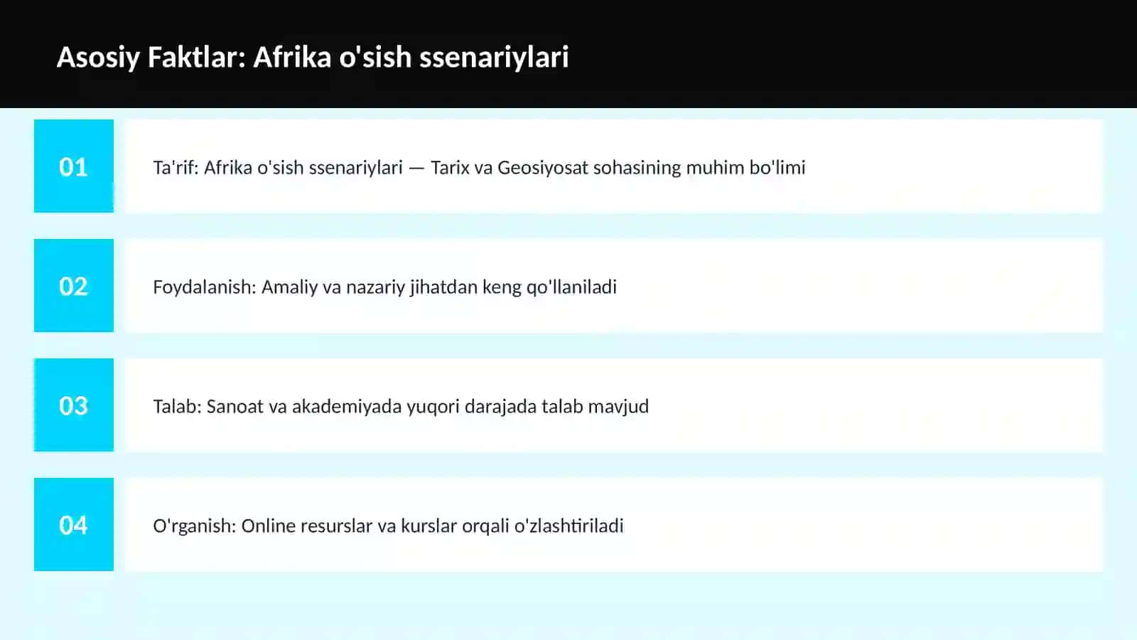 Afrika o'sish ssenariylari 3