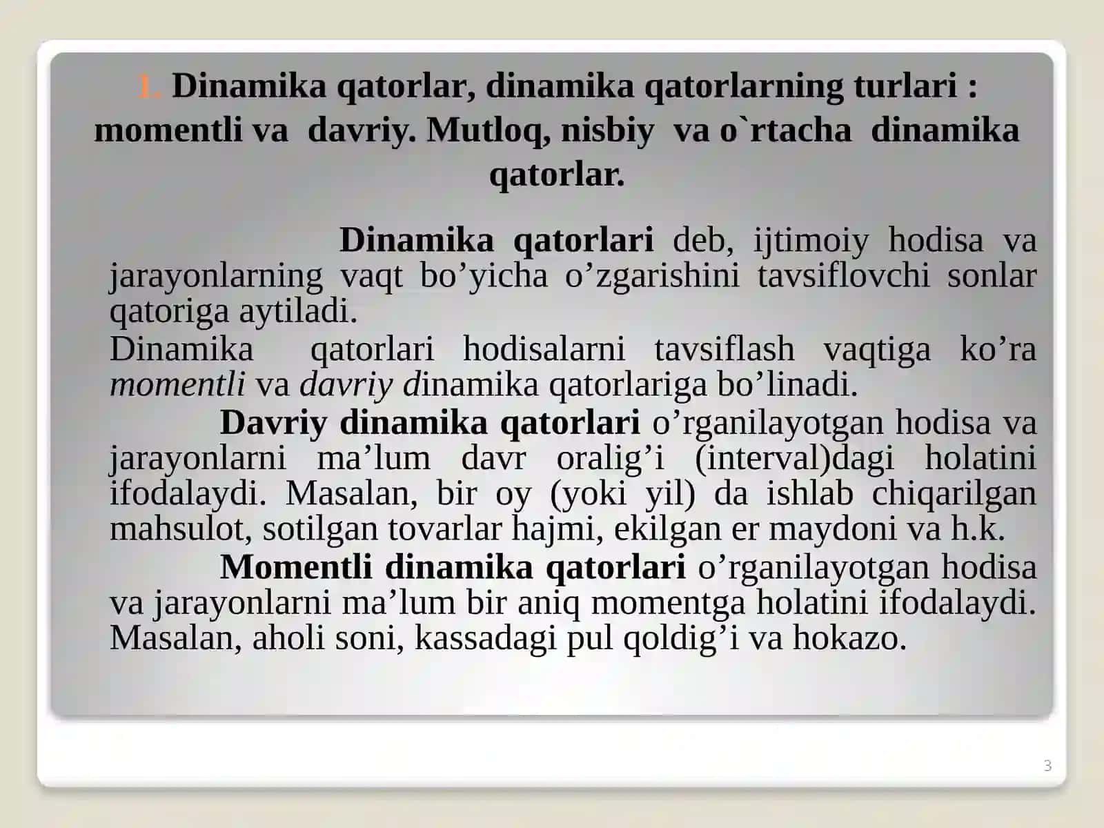 Vaqtli qatorlar 3