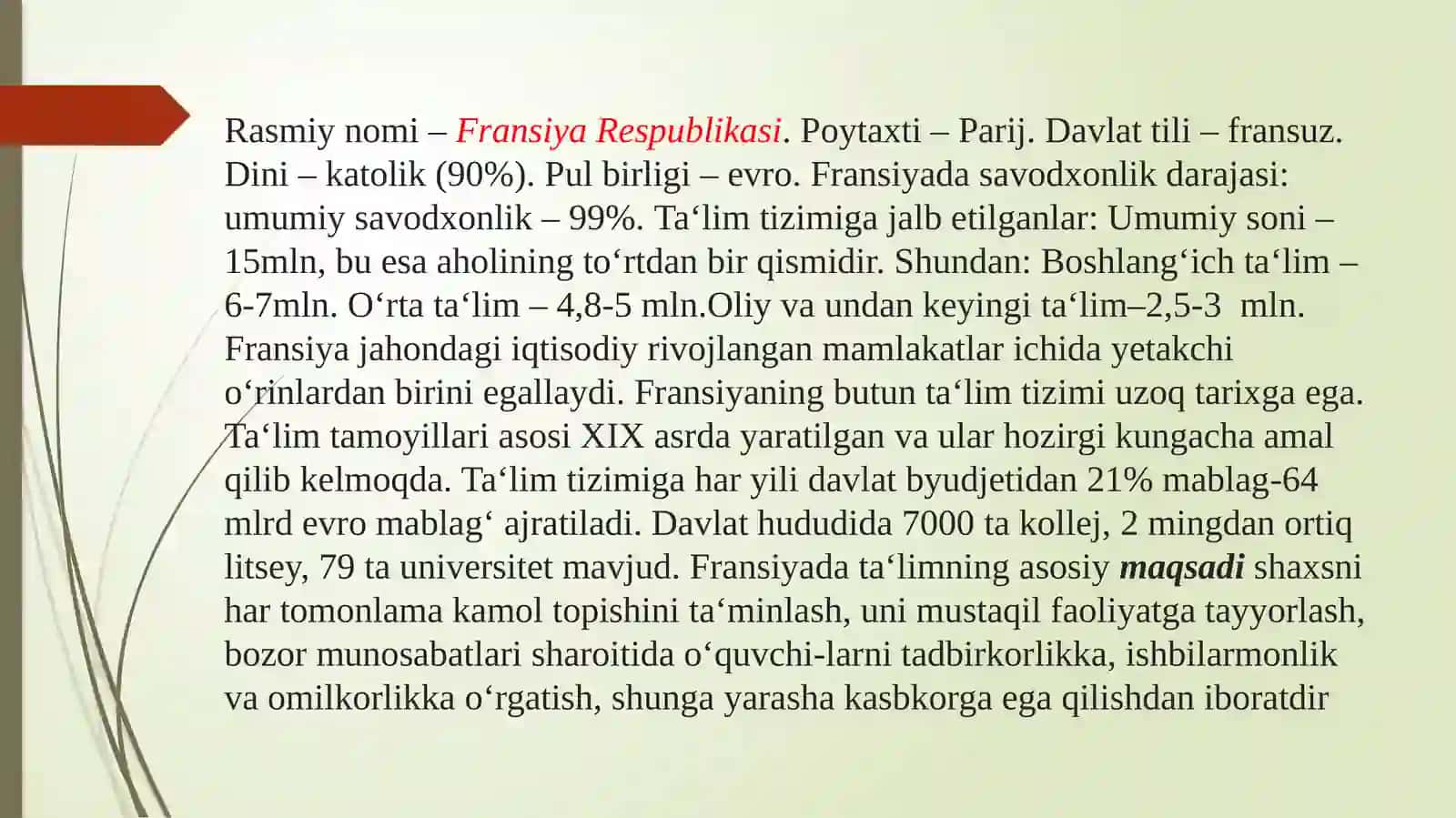 Fransiya ta’lim tizimining o’ziga xos xususiyatlari 3
