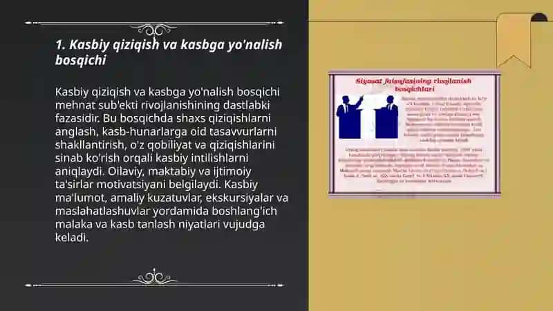 Kasbiylashtirishda mehnat sub'ektining rivojlanish bosqichlari 3