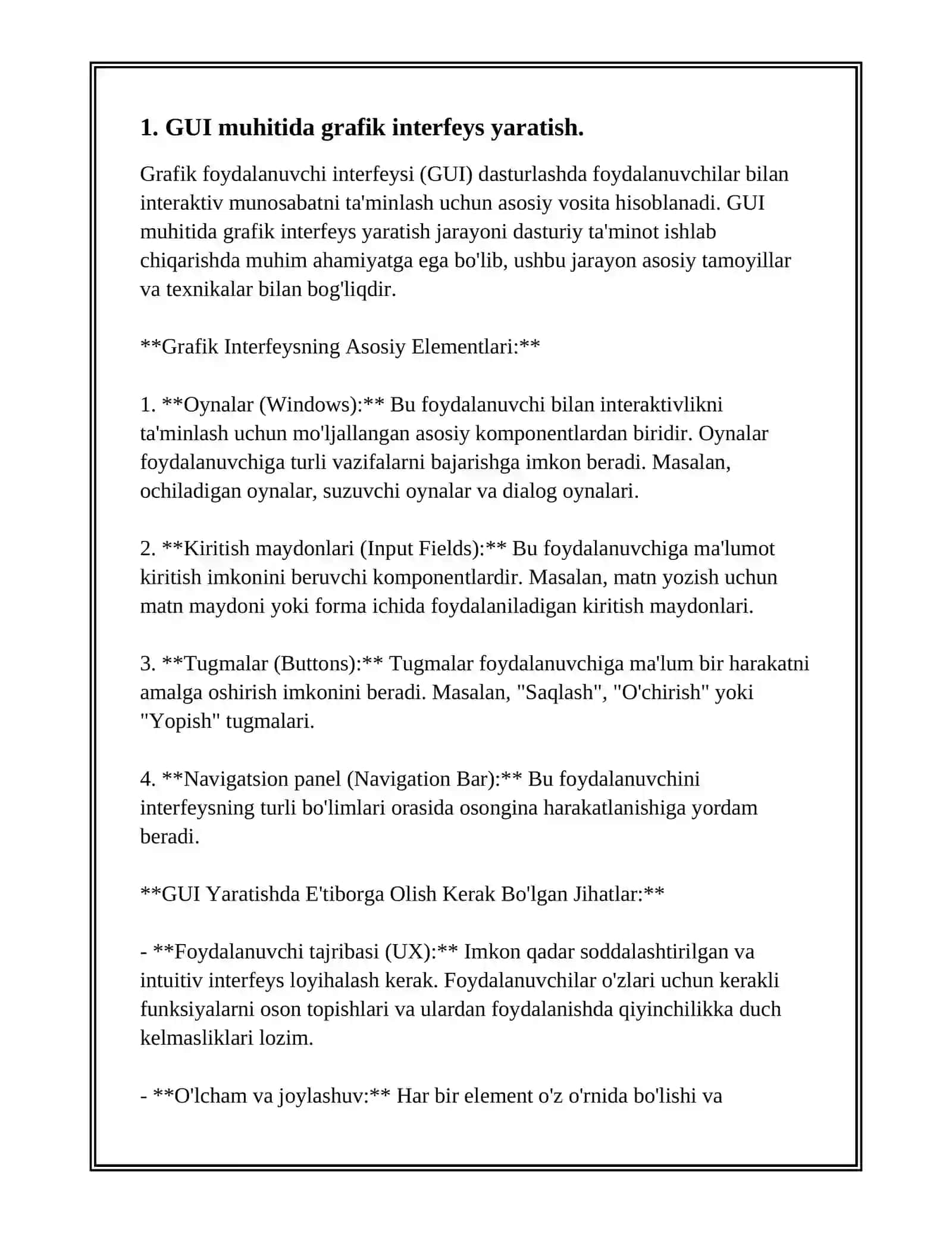 C++ TILIDA GUI MUHITIDA GRAFIK IMKONIYATLAR. TOG’RI CHIZIQ VA TURLI XIL GEOM,ETRIK FIGURALARNI CHIZISH C++ TILIDA GUI MUHITIDA GRAFIK IMKONIYATLAR. GUI MUHITIDA GRAFIK HOLAT, TASVIRLARNI VA FUN KSIYA GRAFIKLARINI QURISH (CHART). 3