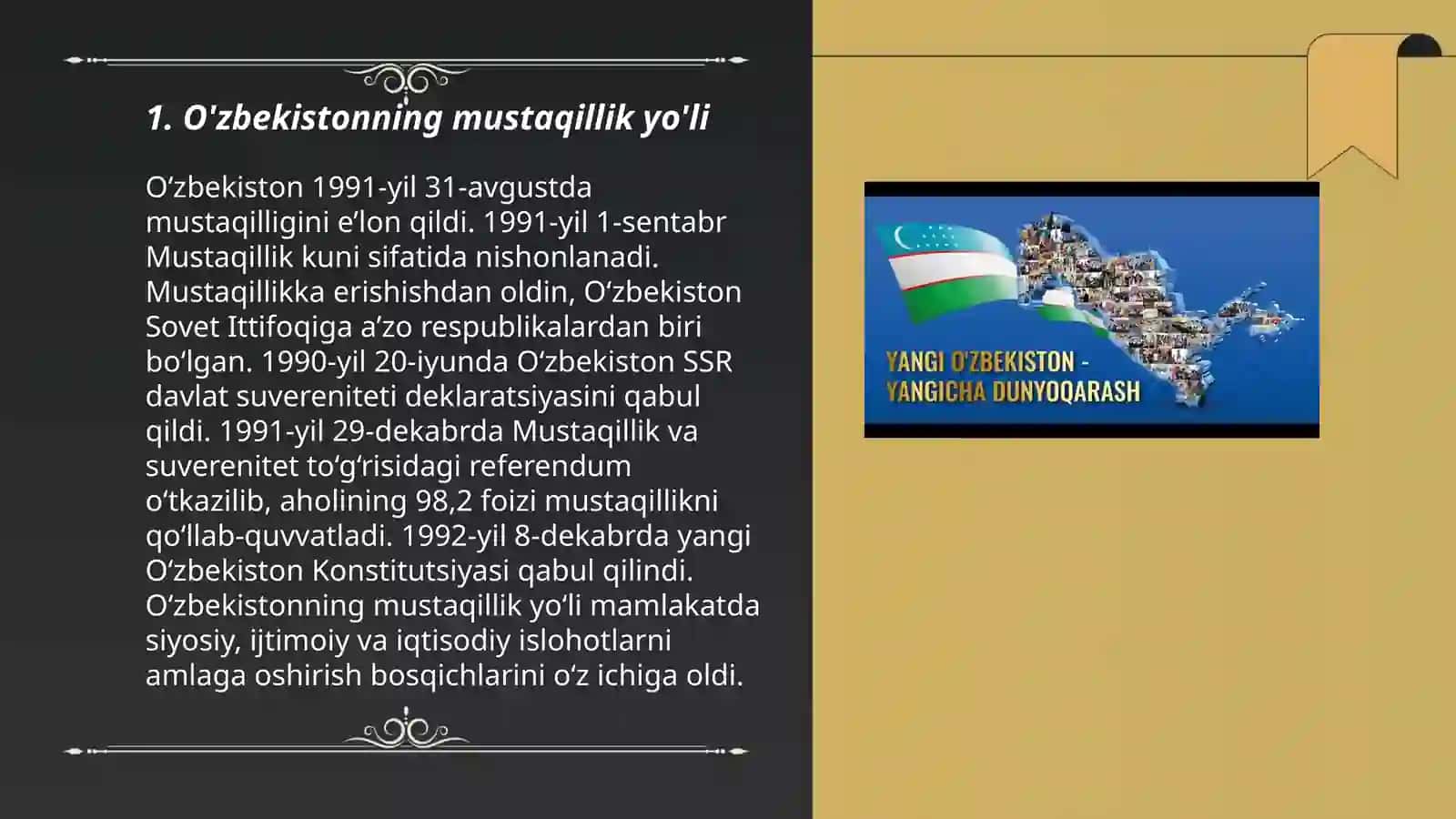 O'zbekistonning o'ziga xos istiqlol va taraqqiyot yo'li Rahmatjonov Xurshidbek 3