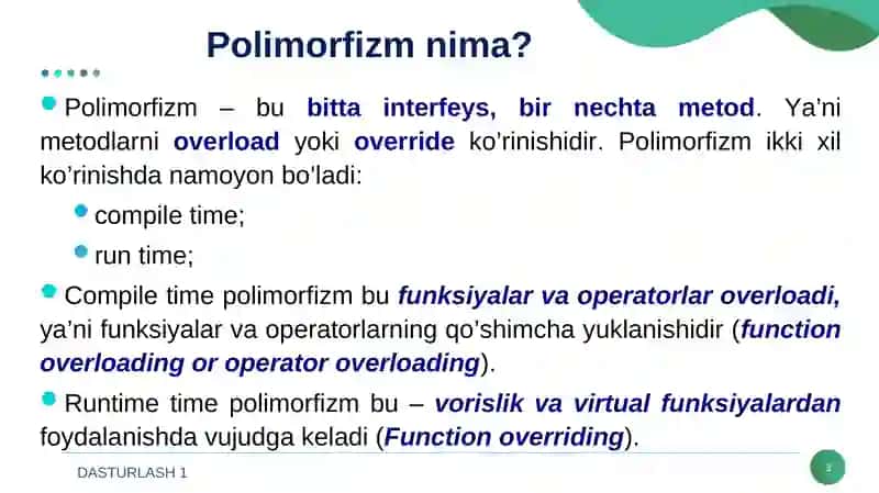 Polimorfizm VA UNING TURLARI 3