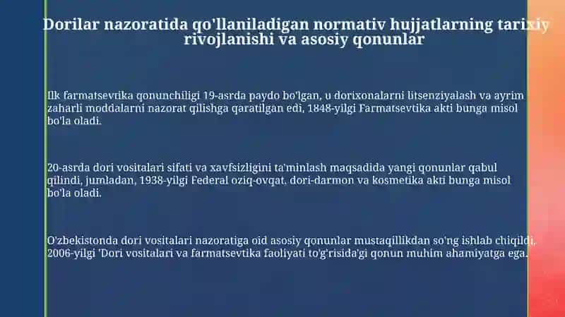 Dori vositalarini nazorat qilishda foydalaniladigan me’yoriy hujjatlar 3