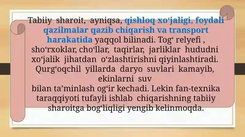 O‘ZBEKISTONNING TABIIY SHAROITIVA TABIIY BOYLIKLARI 3
