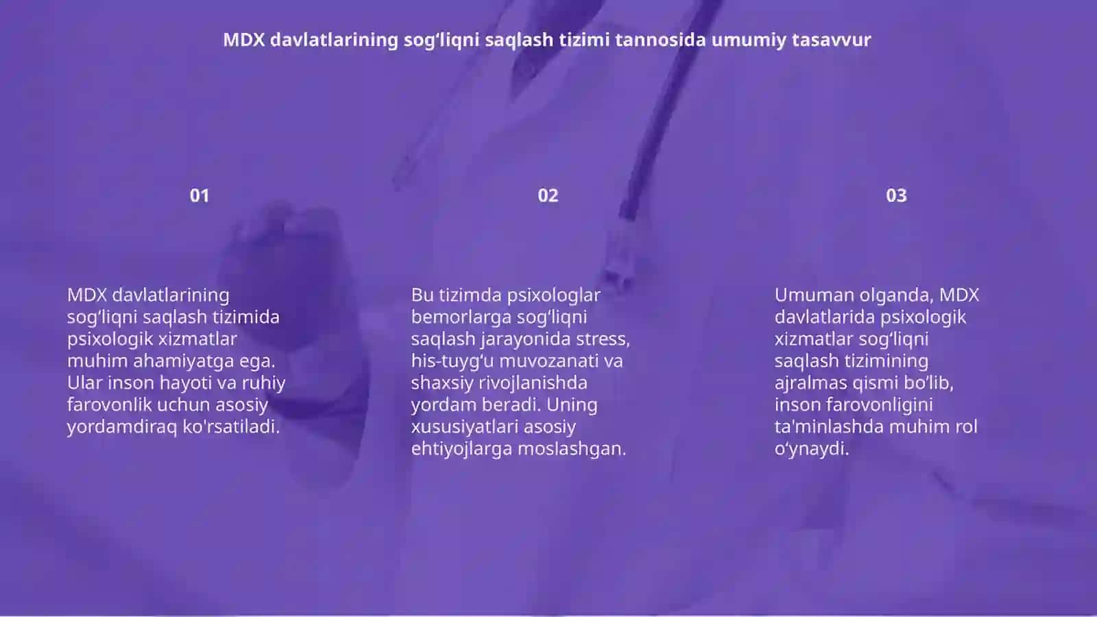MDX davlatlarining sogʻliqni saqlash tizimida psixologik xizmatning oʻziga xosligi 3