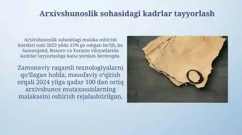 Arxivshunoslik sohasidagi kadrlar tayyorlash 3