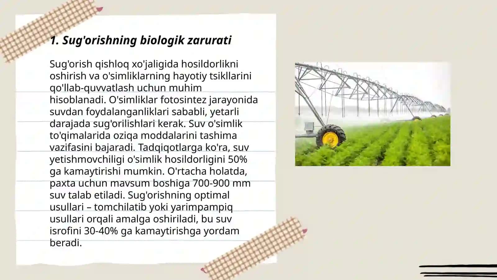 Qishloq xoʻjalik ekinlarini sugʻorishning fiziologik asoslari 3