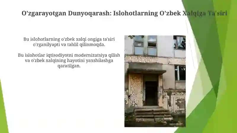 SH.MIRZIYOYEV IQTISODIY ISLOHOTLARI VA UNI INSONLAR TAFAKKURIDA AKS ETISHI 3
