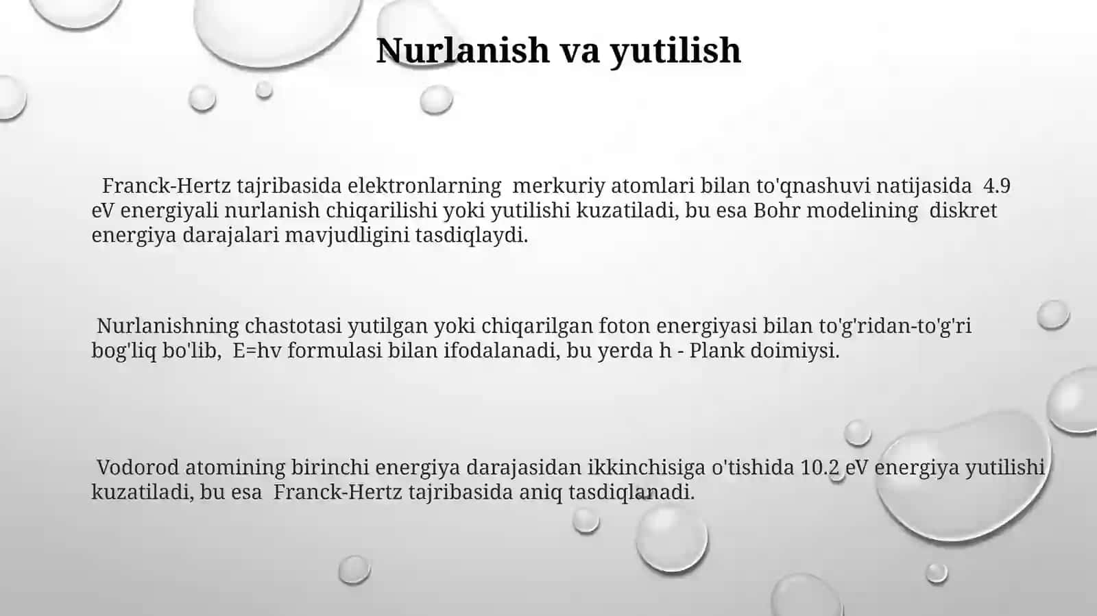 Bor nazaryasi va Frank-Gertz tajribasi 3