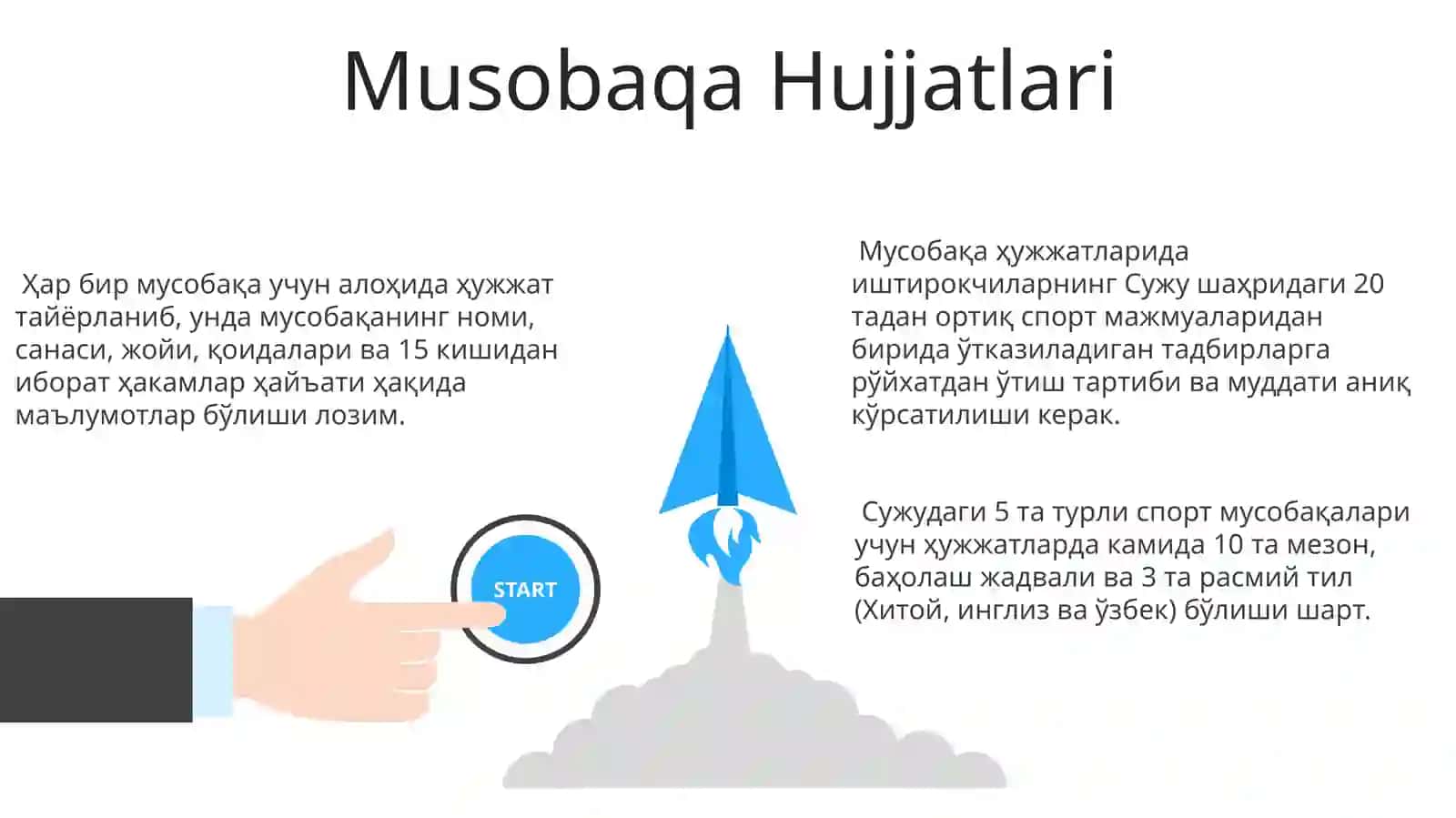 Suzish bo’yicha musoboqalarni tashkil qilish va o’tkazish, musoboqa hujjatlari, hakamlik qilish 3