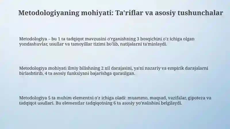 Pedagogik adabiyotlar, maʼlumotnomalarni oʻqib-oʻrganish orqali "metodika"tushunchasini ochish 3