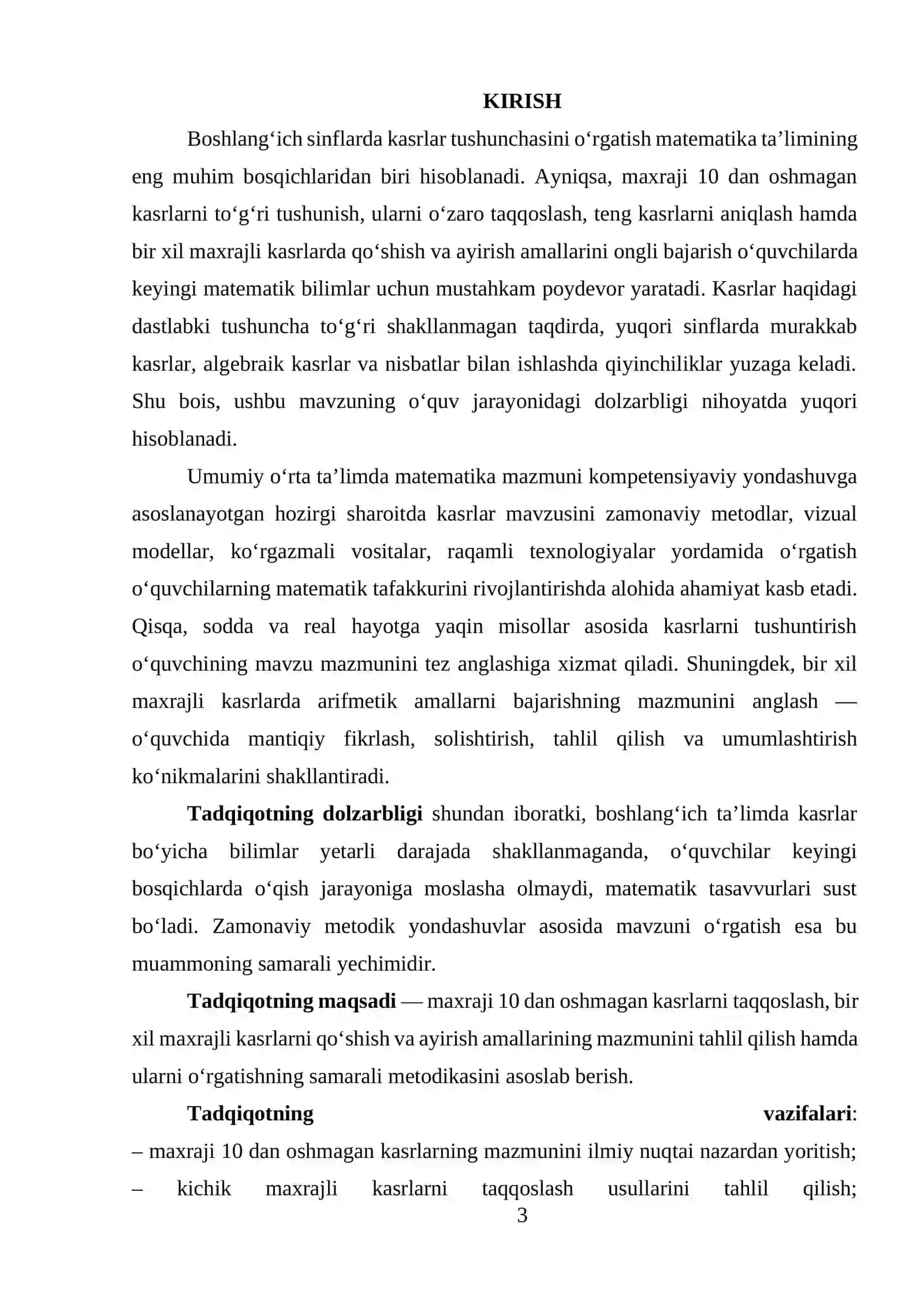 Birinchi Sinf matematika darsligida ijodiy ishlash, darslik tahlini amalga oshirish mavzusida tayyor kurs ishi 3