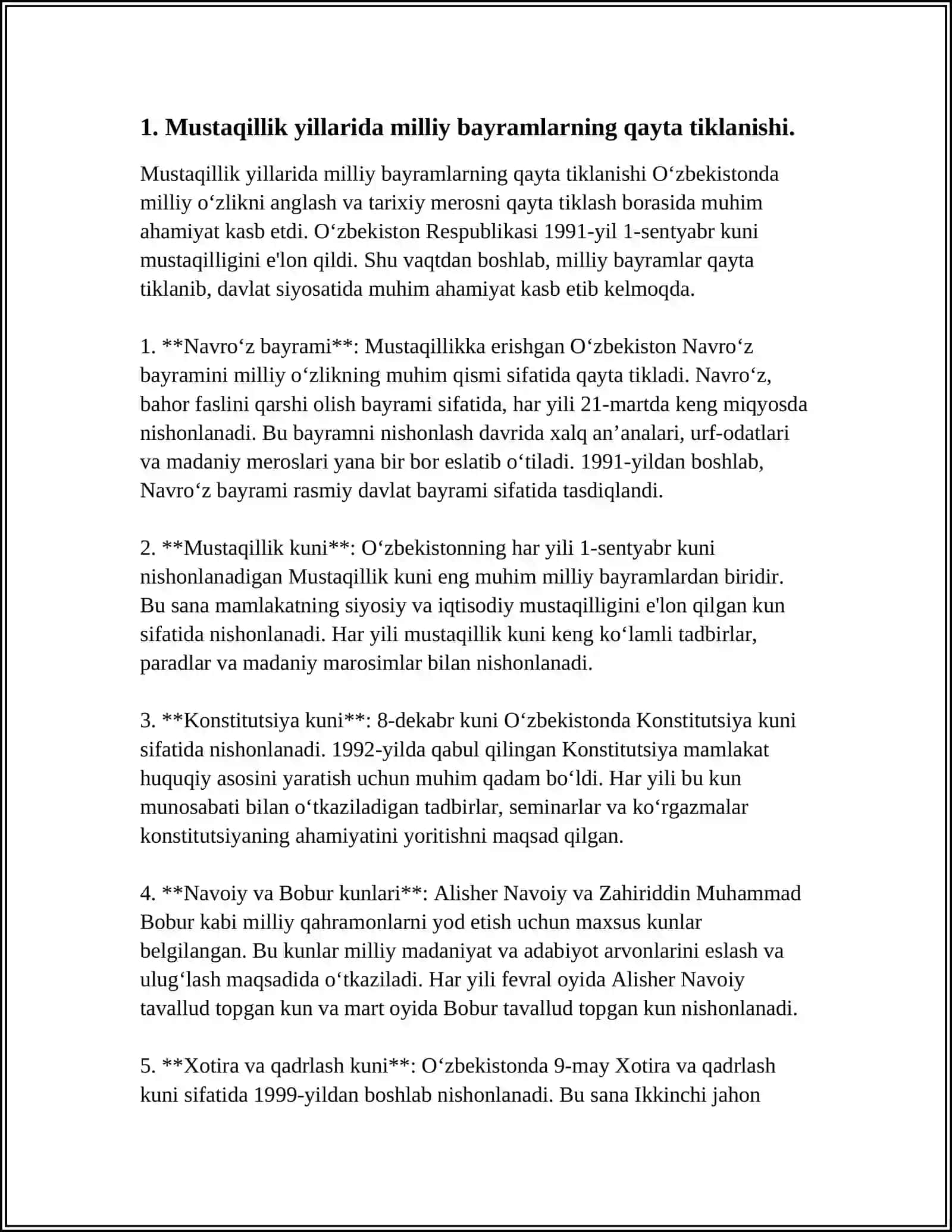 MUSTAQILLIK YILLARIDA MILLIY URF-ODATLAR ANʼANALAR VA QADRIYATLARNING QAYTA TIKLANISHI 3