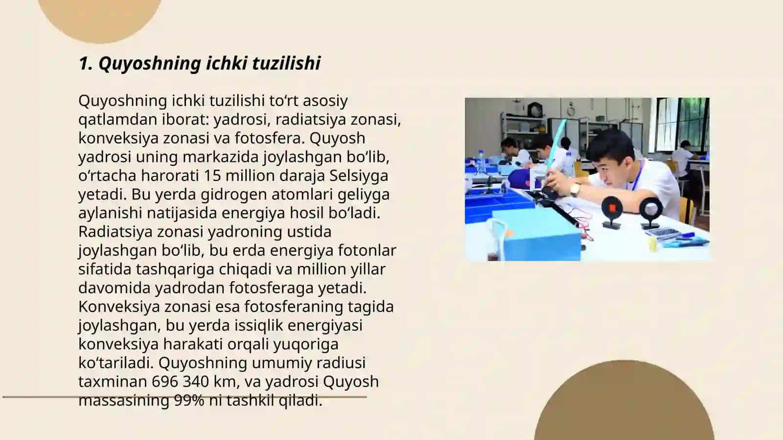 Quyosh fizikasi tuzulishi va faoliyati 3
