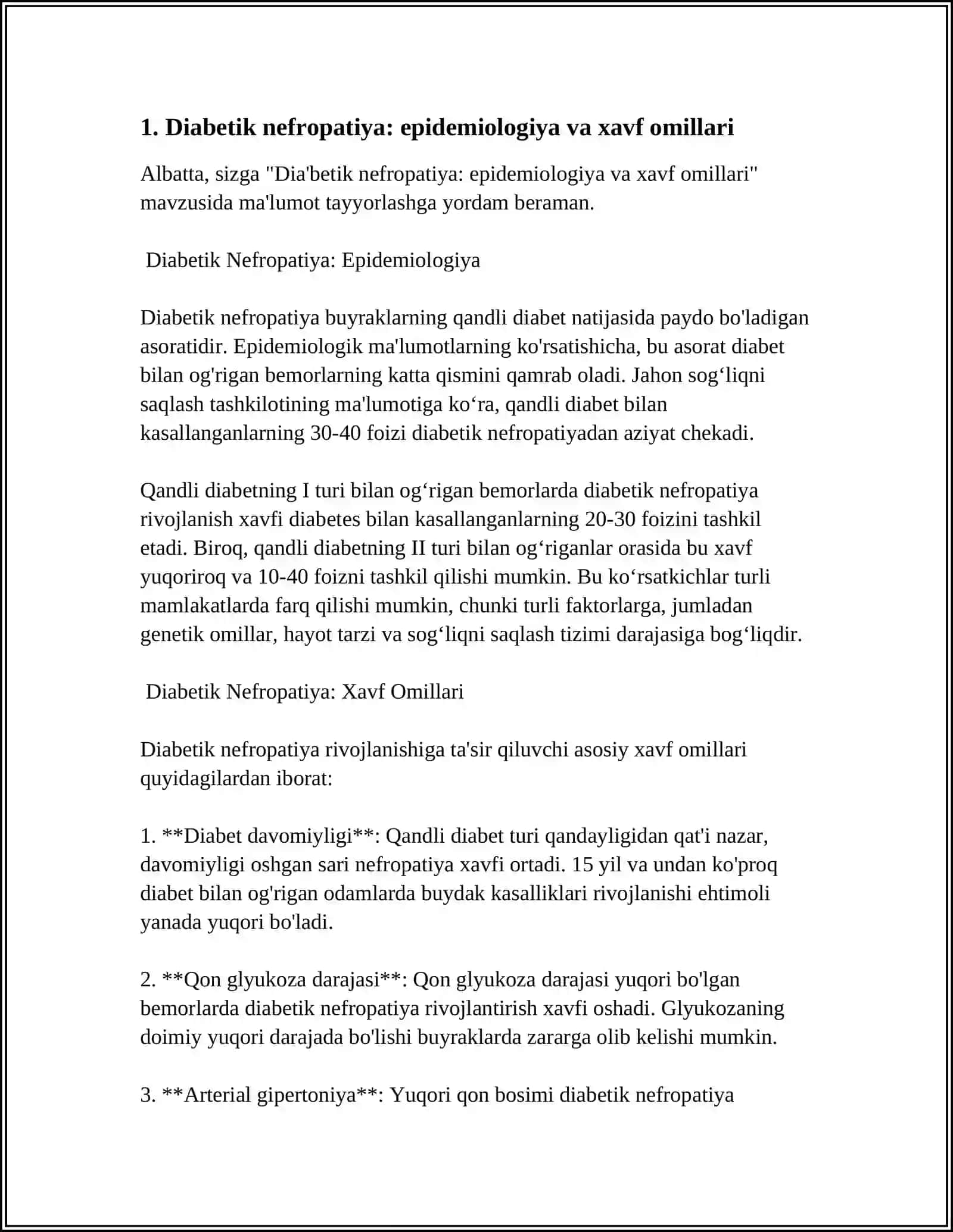 MODDALAR ALMASHINUVI NEFROPATIYASI: DIABETIK VA PODAGRIK NEFROPATIYA 3