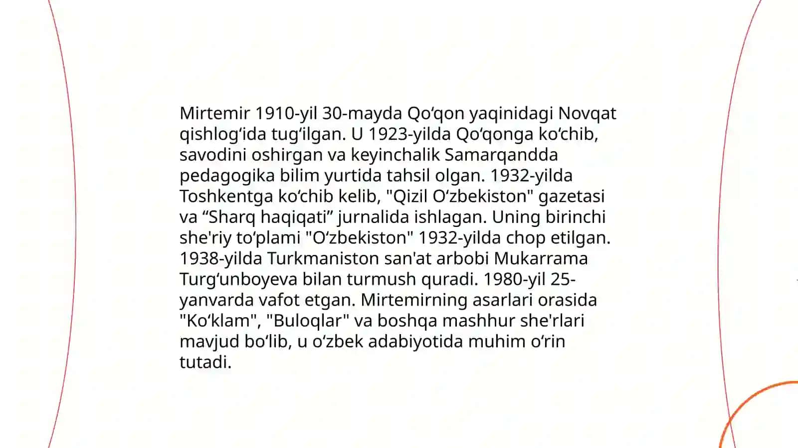 Mirtemir hayoti va ijodi mavzusida 1soatlik dars ishlanma 3
