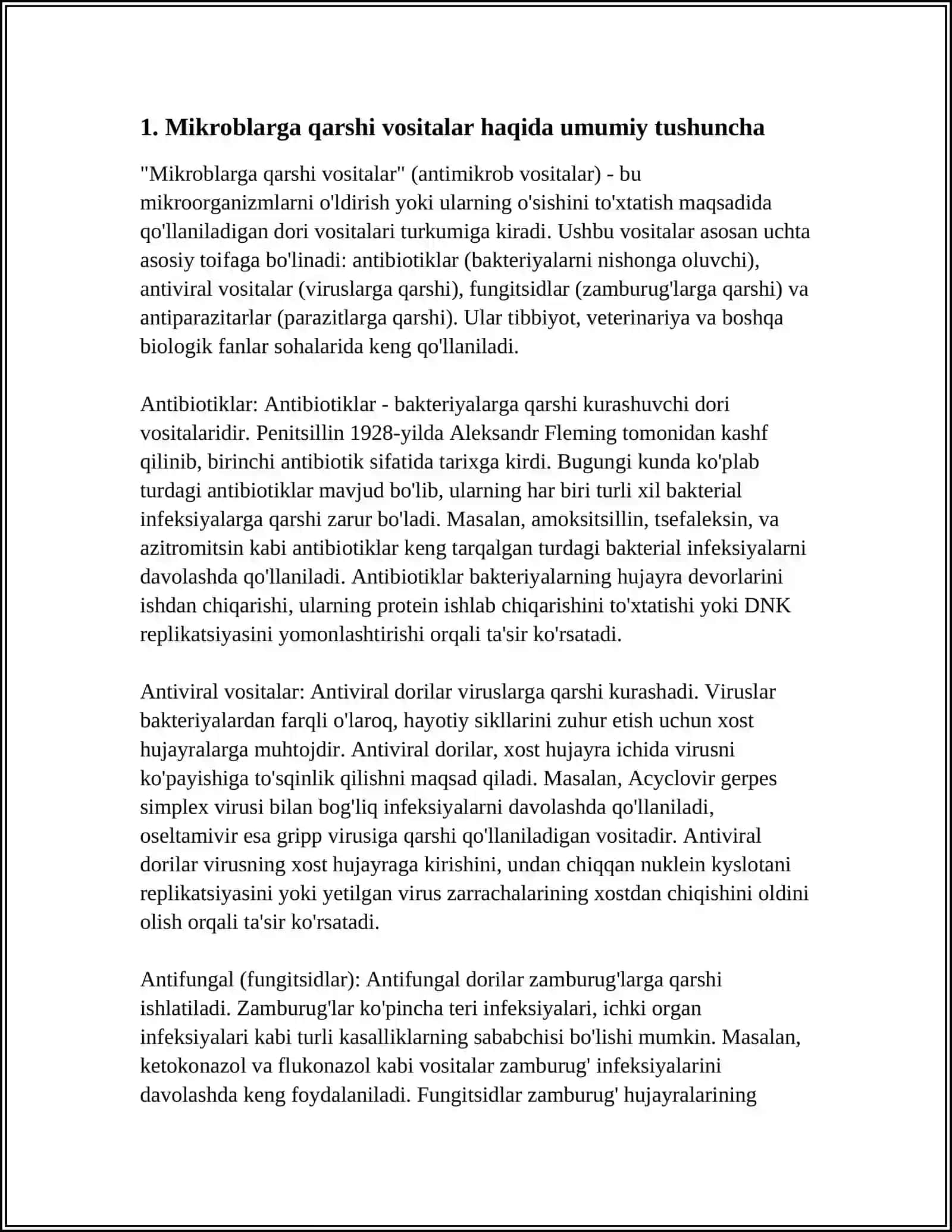 MIKROBLARGA QARSHI VOSITALAR. ANTISEPTIK VA DEZINFEKSIYA QILUVCHI VOSITLAR 3