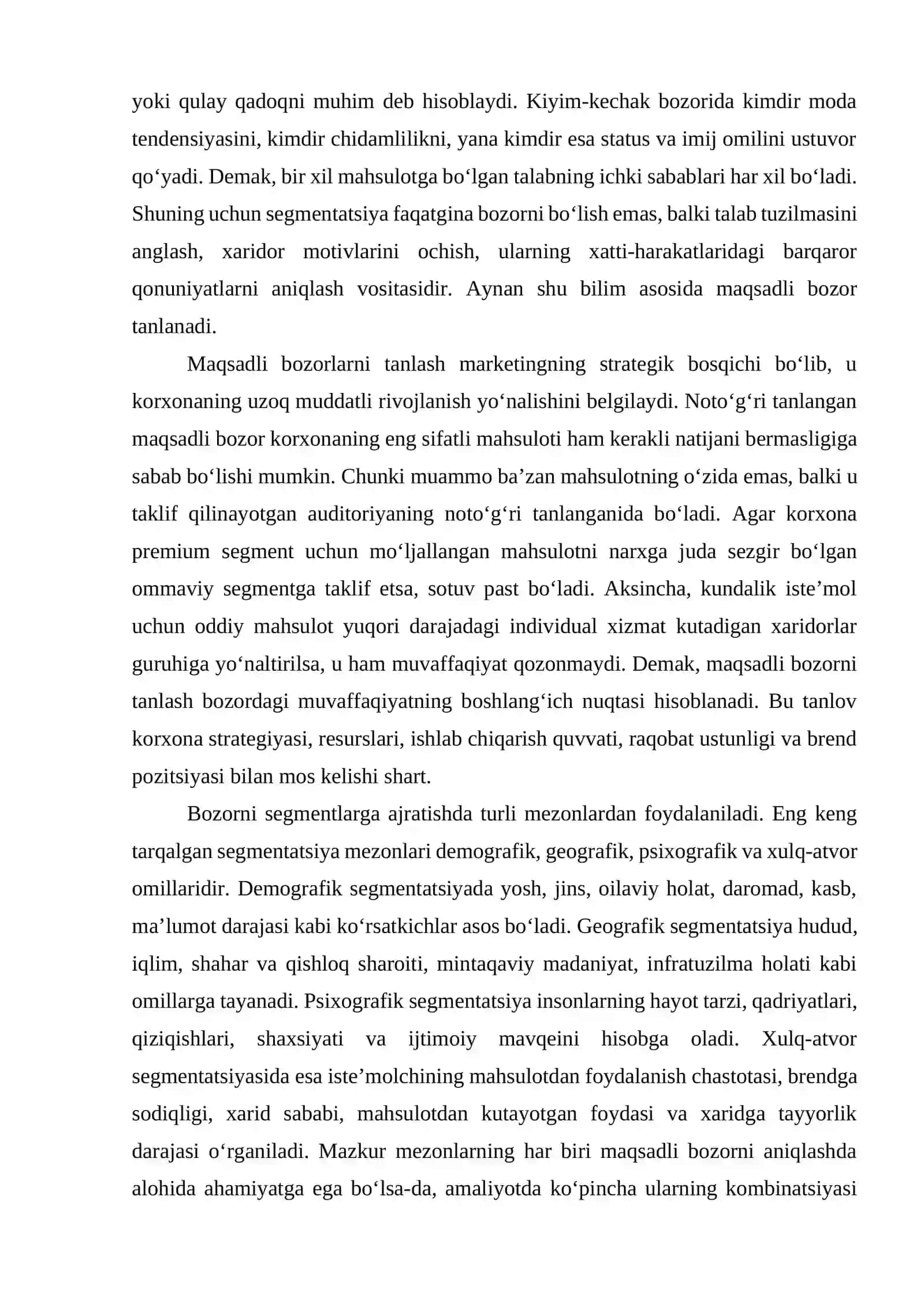 Maqsadli bozorlarni tanlash va baholash 3