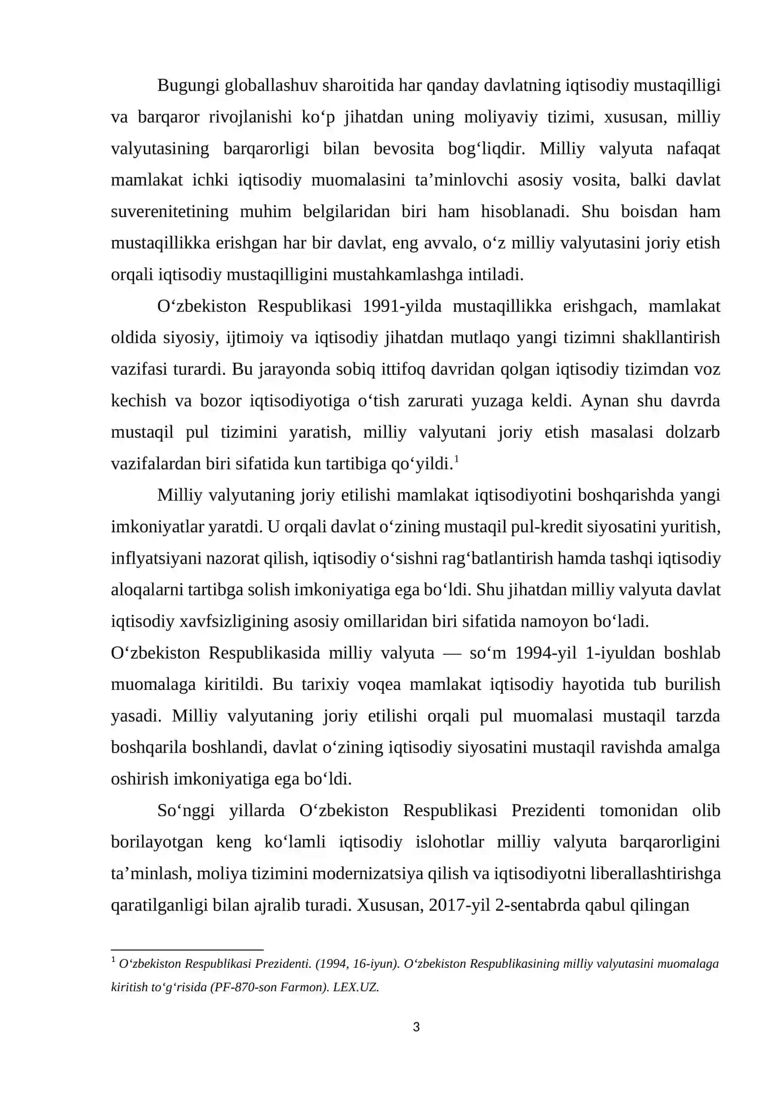O'ZBEKISTONDA MILLIY VALYUTANING MUOMALAGA KIRITILISHI 3