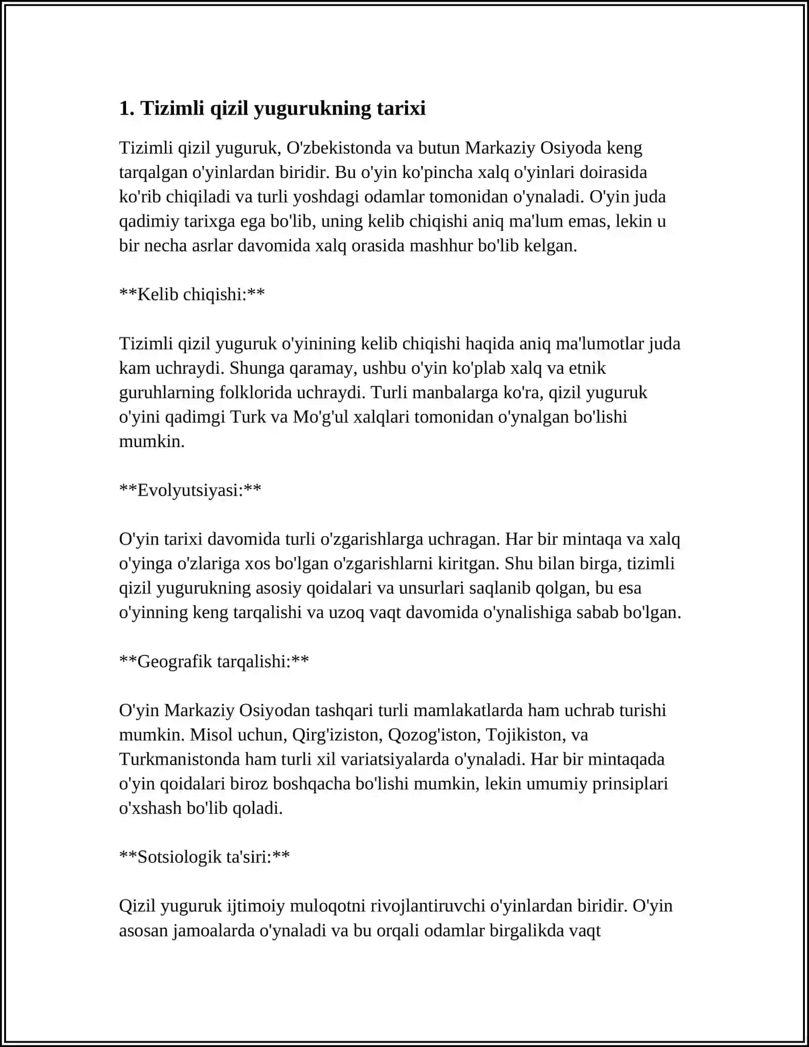 MUSTAQIL ISH Mavzu: TIZIMLI QIZIL YUGURUK 3