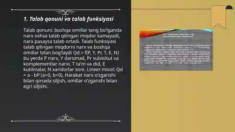 Talab va taklif nazariyasi. Bozor muvozanati 3