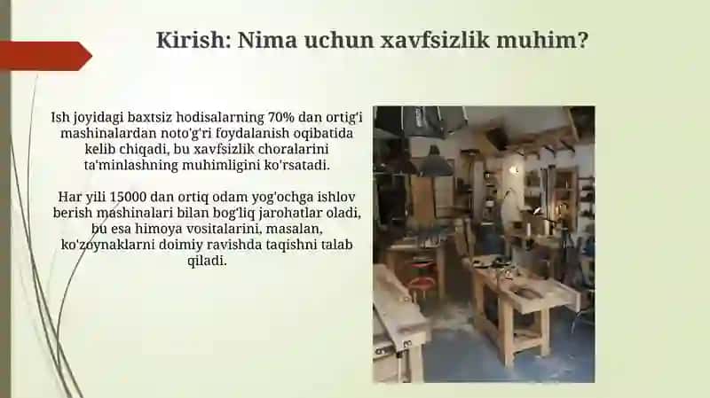 Duradgorlik dastgohlari va asboblaridan foydalanishda texnika xavfsizligi 3