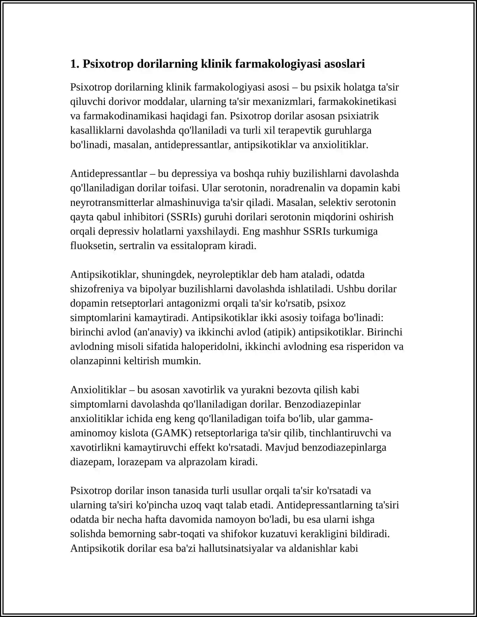 PSIXOTROP DORI VOSITALARINING KLINIK FARMAKALOGIYASI 3
