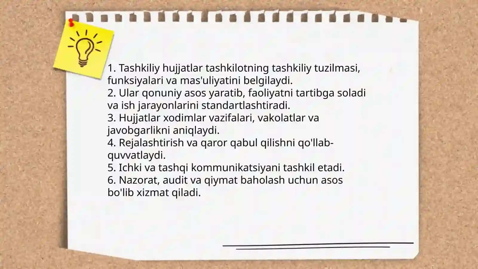Tashkiliy hujjatlarning vazifalari 3