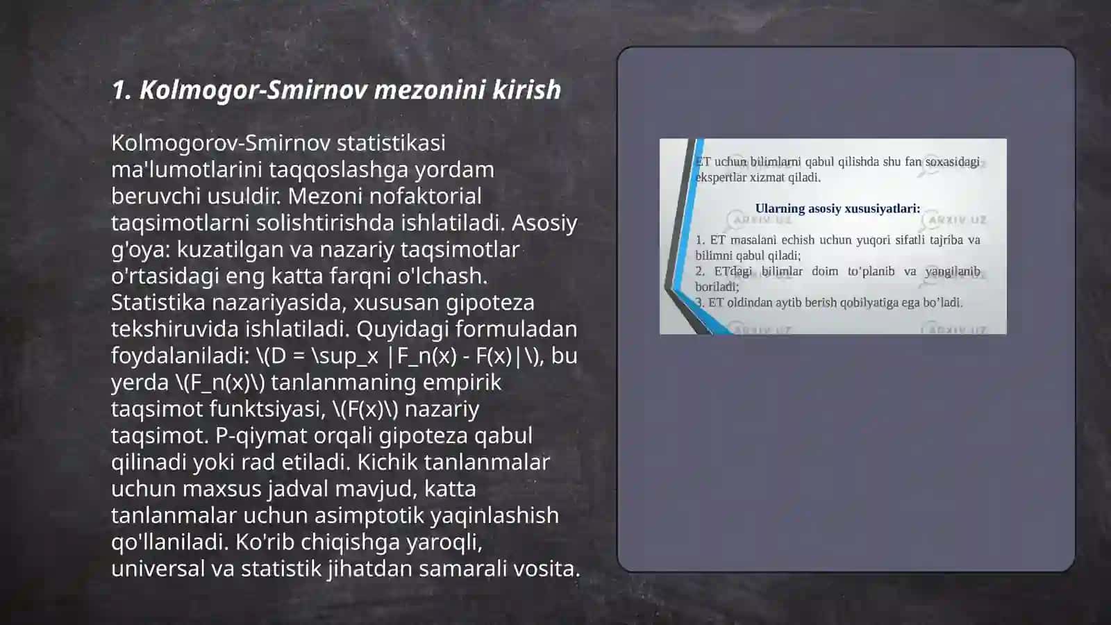 Kolmogor-Smirnov mezonini kirish 3