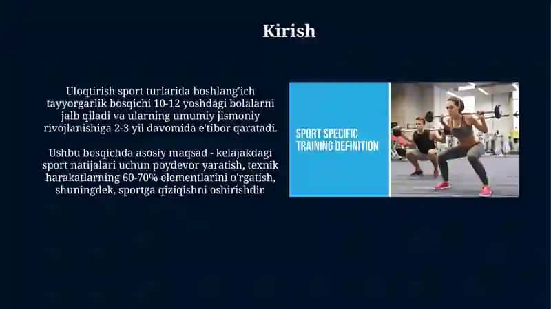 Uloqtirish sport turlarida boshlang'ich tayyorgarlik bosqichi 3