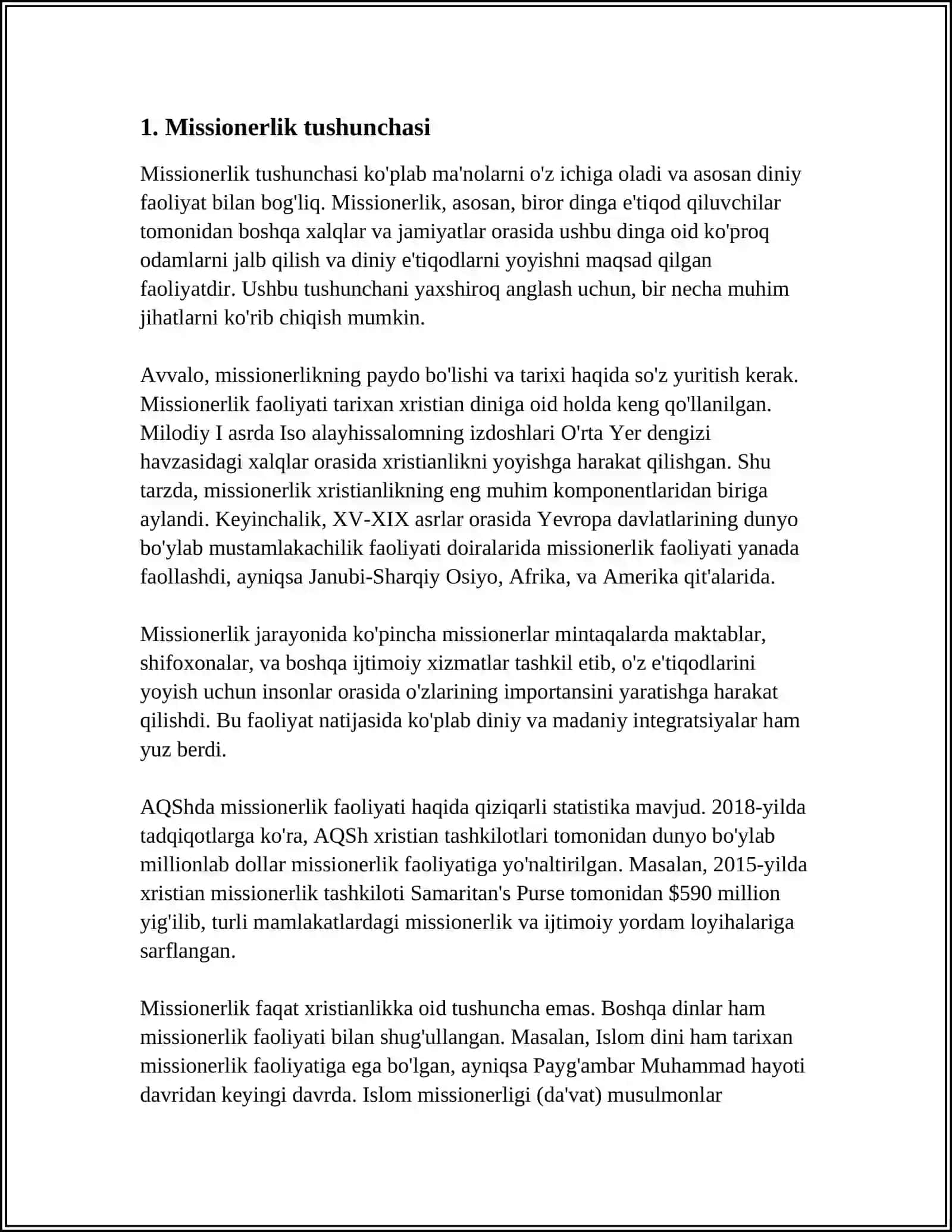 MISSIONERLIK VA PROZELITIZM TUSHUNCHASINING MOHIYATI VA RIVOJLANISH BOSQICHLARI 3