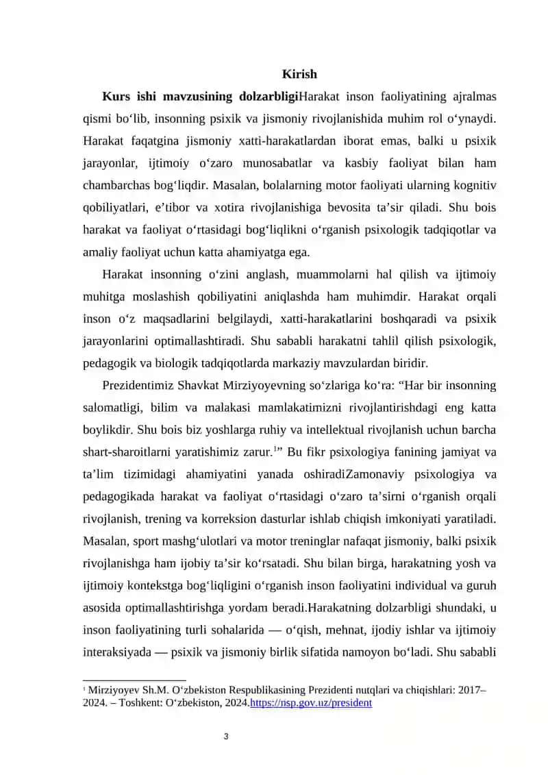Harakat inson faoliyatining birligi sifatida         Ҳаракат инсон фаолиятининг бирлиги сифатида 3