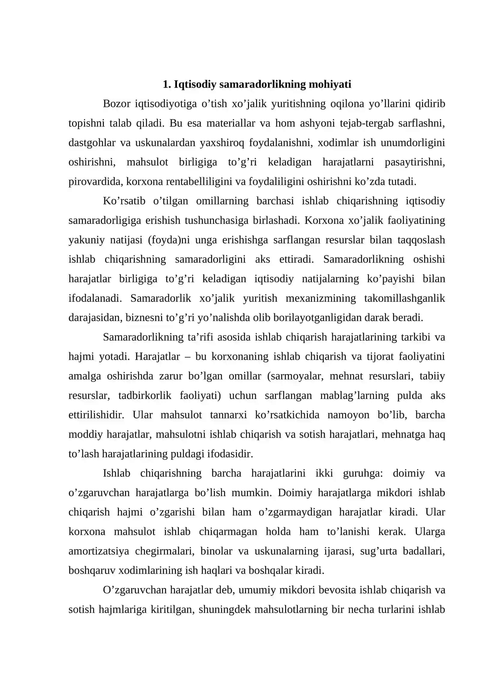 KORXONALARDA IQTISODIY SAMARADORLIKNING MOHIYATI, UNI TAVSIFLOVCHI KO’RSATKICHLAR VA OSHIRISH YO’LLARI.doc 3