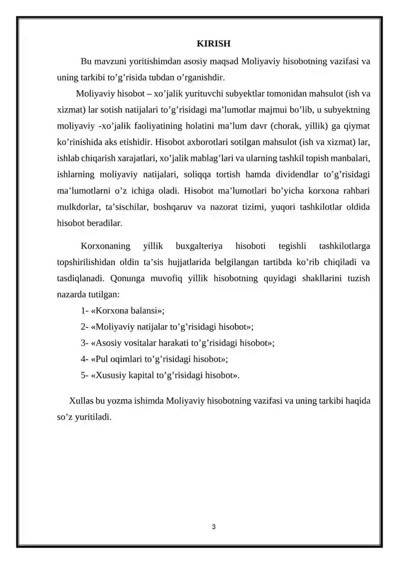 Moliyaviy hisobotning vazifasi va uning tarkibi 3