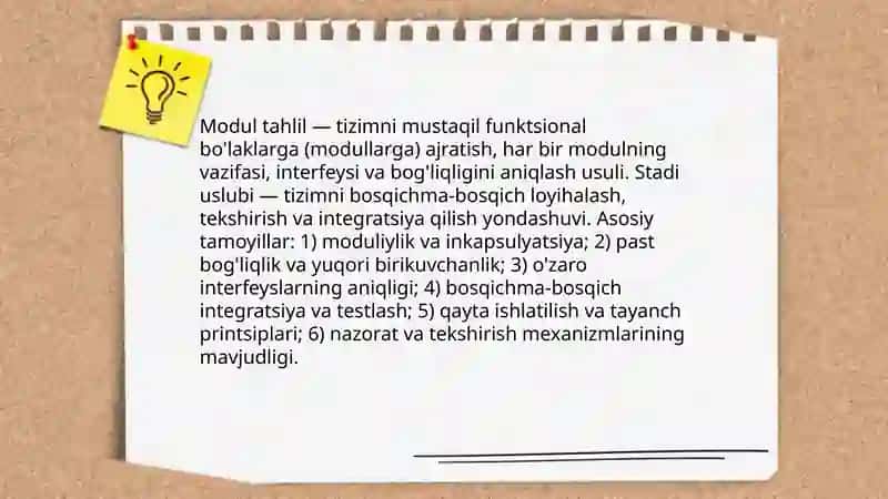 Modul tahlil keys stadi uslubi va qoʻllash chegaralari va nazariya orqali tekshirish 3