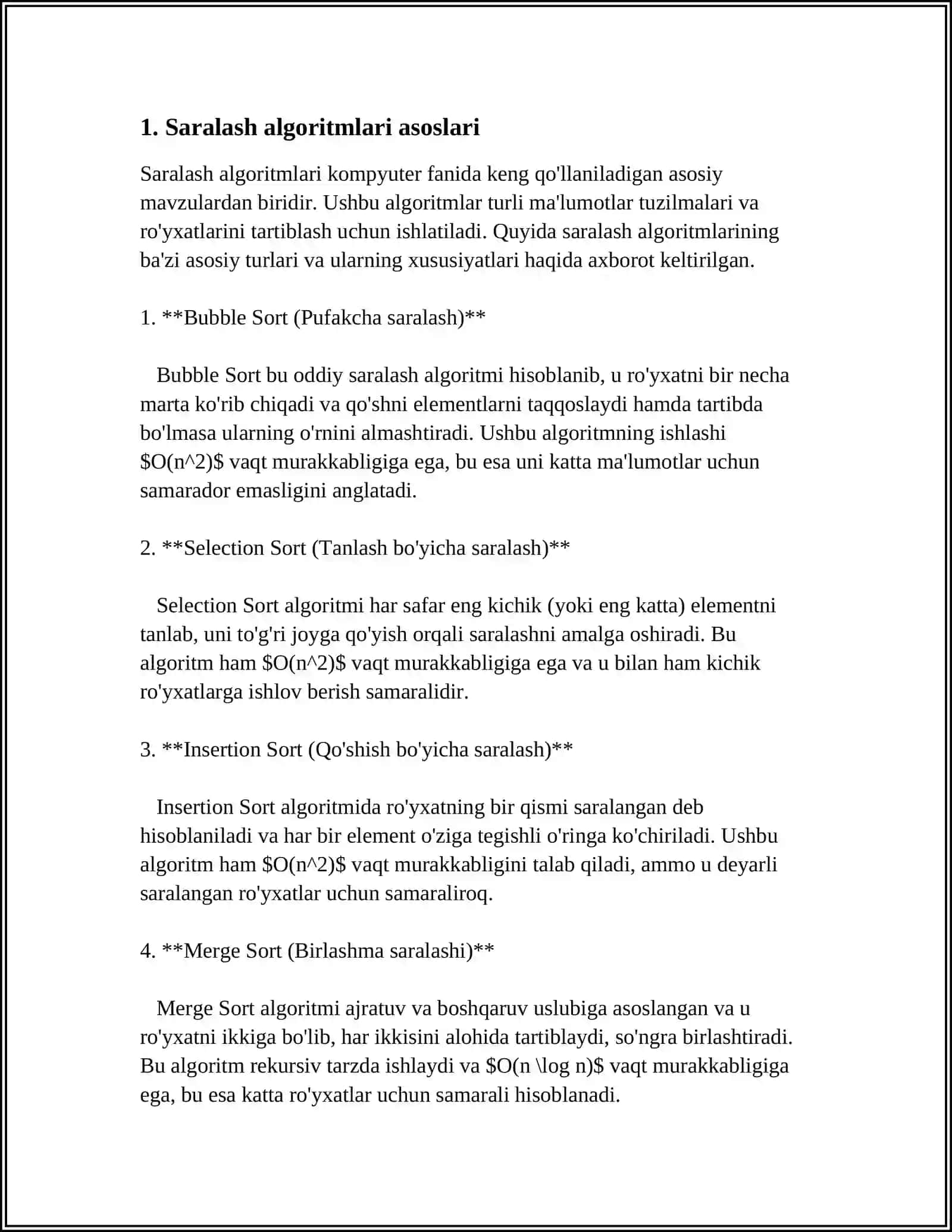 SARALASH ALGORITMLARI 3