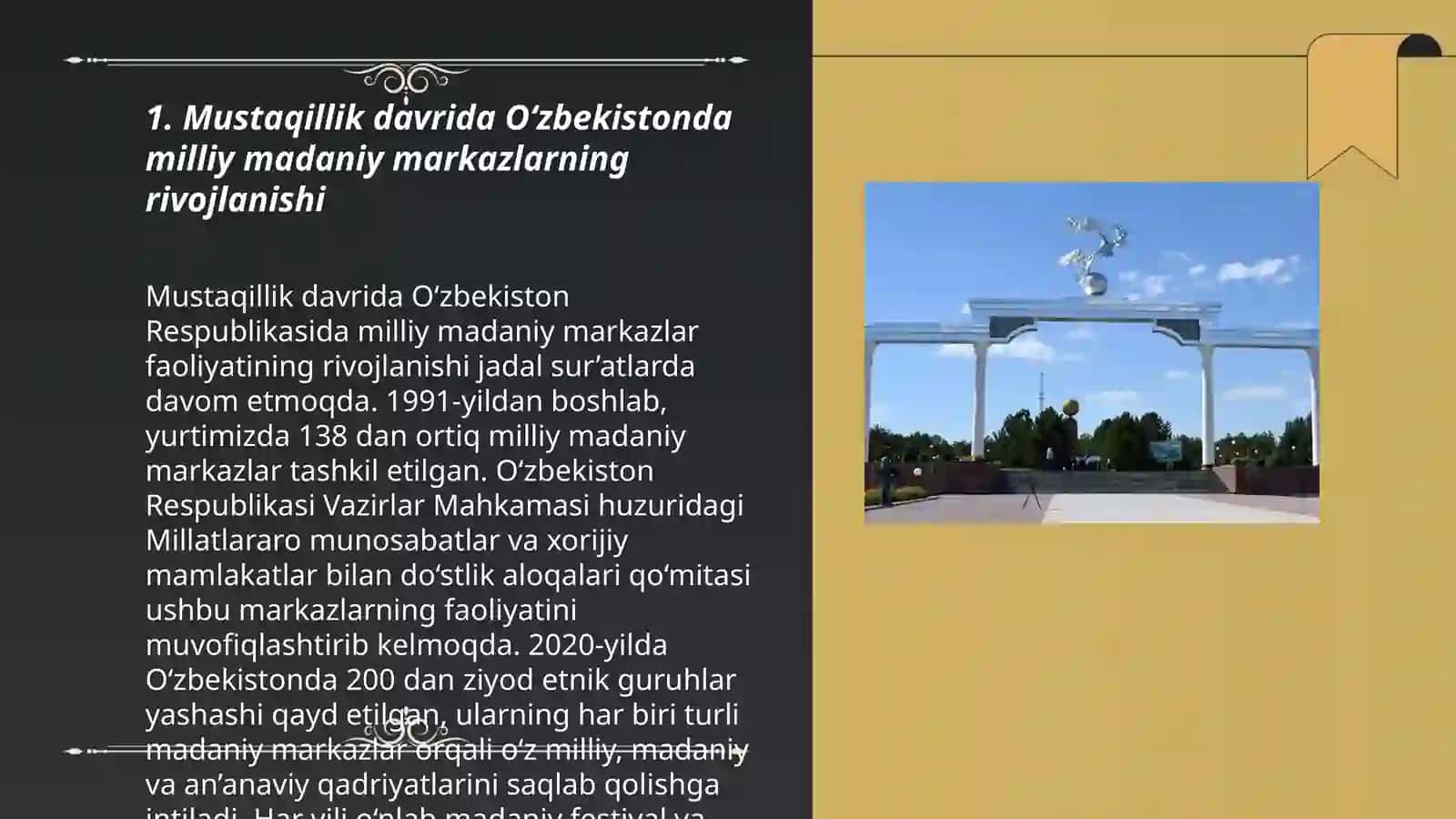 Mustaqillik yillarida Oʻzbekistonda milliy madaniy markazlar faoliyati 3