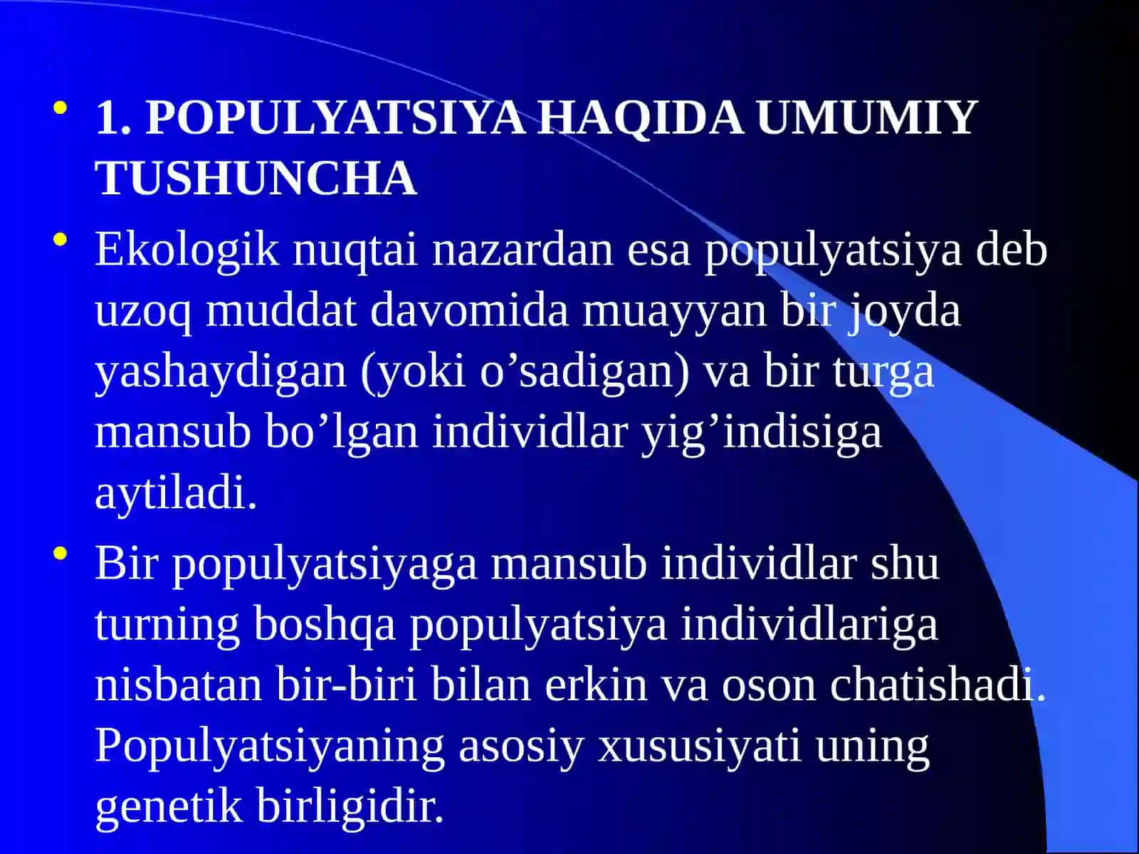 Populyatsiyasining umumiy tasnifi 3