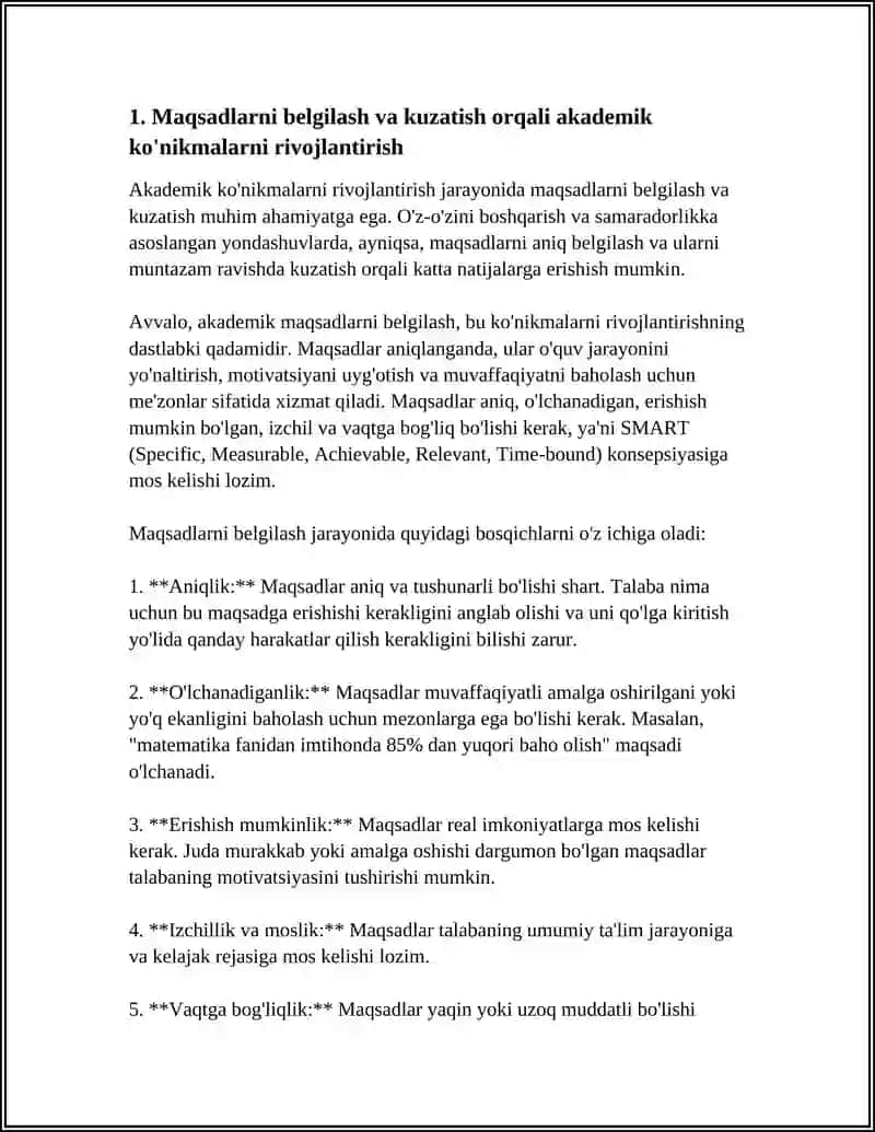 AKADEMIK KO'NIKMALARINI SHAKILLANTIRISHDA O'Z-O'ZINI BOSHQARISH VA SAMARADORLIK 3