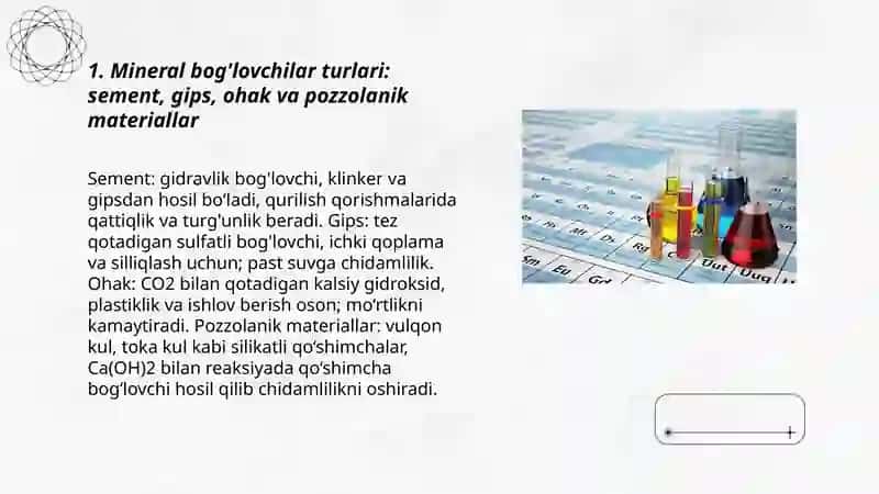 Mineral bog'lovchilar asosidagi quruq qurilish qorishmalari 3