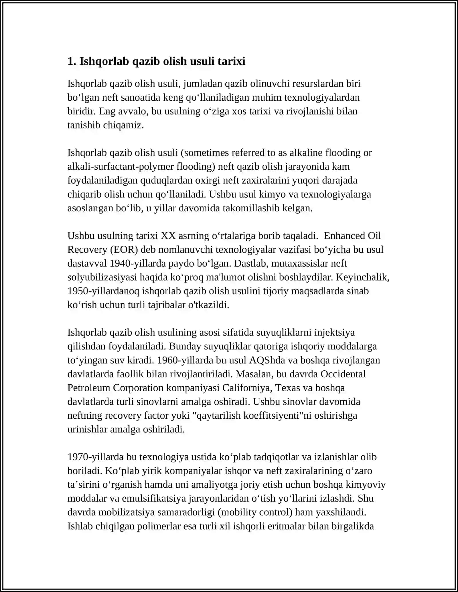 FOYDALI QAZILMALARNI YER OSTIDA ISHQORLAB QAZIB OLISH TO'G'RISIDA UMUMIY MA'LUMOTLAR 3