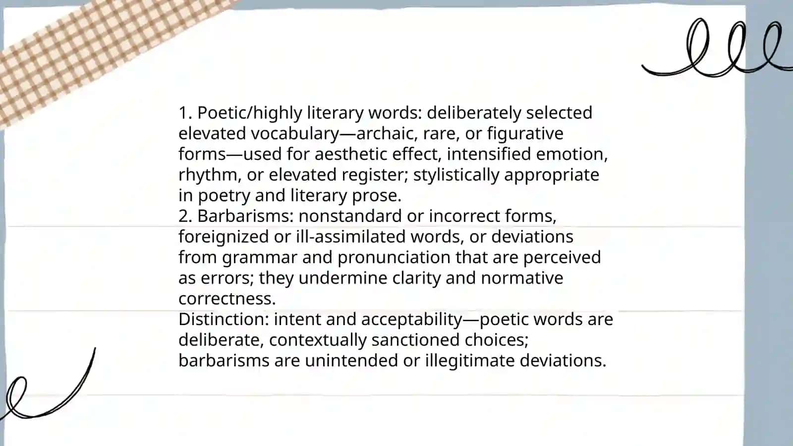 Poetic and Highly Literary Words vs. Barbarisms 3